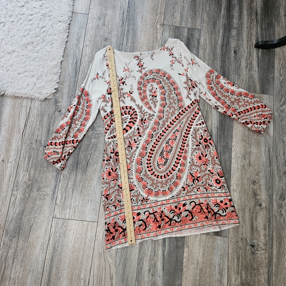 Floral Paisley Print Dress Beige, Peach, Coral - Picture 6 of 10